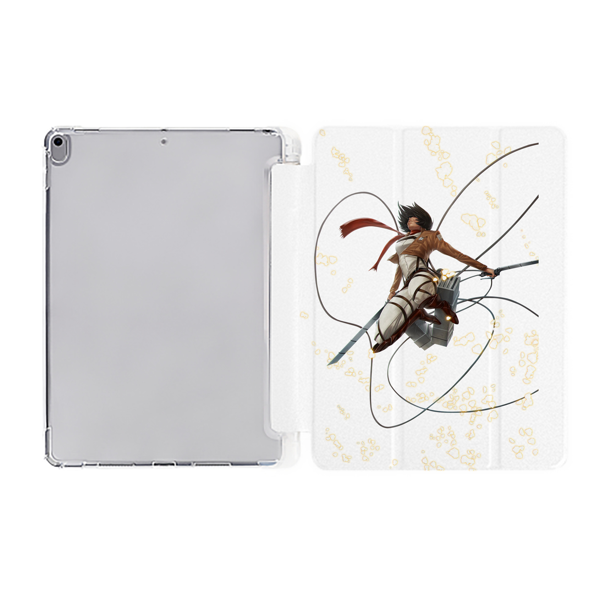 （画像用） 進撃の巨人 ミカサ·アッカーマン Attack on Titan Mikasa Ackerman IPad ケース ペン収納付き 三つ折りスタンド PUレザー×シリコン 対応機種9.5/10.5/10.9インチ